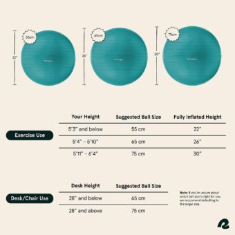 Retrospec Luna Exercise Ball, Base & Pump/Ball & Pump with Anti-Burst Material - Fitness Gym Swiss Ball - Perfect for Balance, Stability, Yoga, Pilates, Pregnancy & Birthing - Image 5