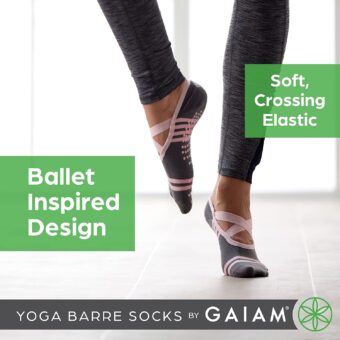 Gaiam Yoga Barre Socks - Non Slip Sticky Toe Grip Accessories for Women & Men - Image 5