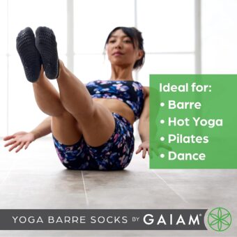 Gaiam Yoga Barre Socks - Non Slip Sticky Toe Grip Accessories for Women & Men - Image 6