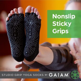 Gaiam Womens Studio Yoga Socks, Black/Grey (Studio) - Image 3