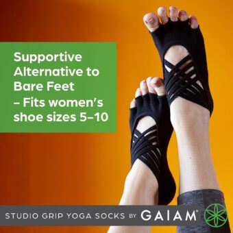 Gaiam Womens Studio Yoga Socks, Black/Grey (Studio) - Image 5