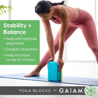 Gaiam Yoga Block (2 Pack) - Supportive Latex-Free EVA Foam Soft Non-Slip Surface for Yoga, Pilates, Meditation, Lagoon (2-Pack) - Image 6