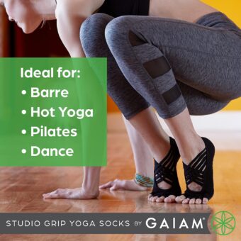 Gaiam Womens Studio Yoga Socks, Black/Grey (Studio) - Image 6