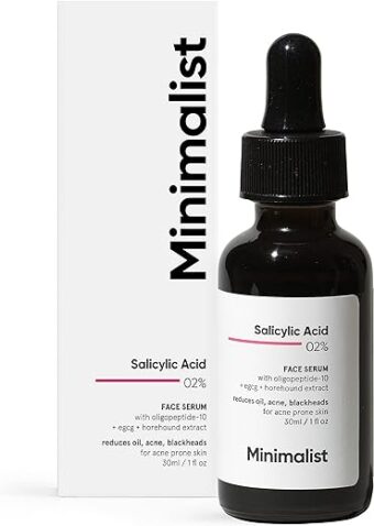 Minimalist 2% Salicylic Acid Serum For Acne, Blackhead & Open Pores | Reduces Excess Oil & Bumpy Texture | BHA Liquid Exfoliant for Acne Prone & Oily Skin | For Women & Men | 1...