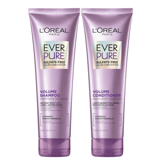 L'Oreal Paris Volume Sulfate Free Shampoo and Conditioner for Color-Treated Hair, EverPure, 8.5 Fl Oz (Set of 2)