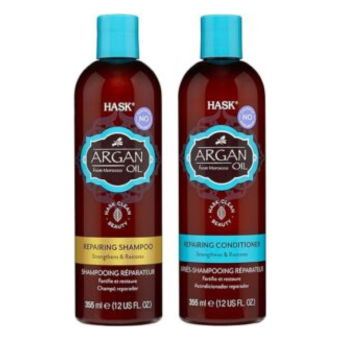 HASK ARGAN OIL Repairing Shampoo + Conditioner Set for All Hair Types, Color Safe, Gluten-Free, Sulfate-Free, Paraben-Free, Cruelty-Free - 1 Shampoo and 1 Conditioner
