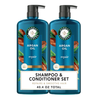 Herbal Essences Argan Oil of Morocco Shampoo & Conditioner Set, Repair & Smooth, Kew Endorsed, Fizzy Citrus Scent, Paraben-Free, Safe for Color-Treated Hair, pH-Balanced, 20.2...