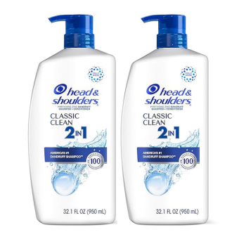 Head & Shoulders Classic Clean Dandruff 2-in-1 Shampoo and Conditioner, Anti-Dandruff Treatment, Paraben-Free, Fresh Scent, Safe for Color-Treated Hair, 72-Hour Protection, 32.1...