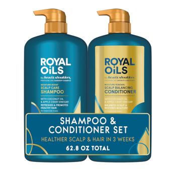 Head & Shoulders Royal Oils Dandruff Shampoo and Conditioner Set, Coconut Oil & Apple Cider Vinegar, Moisture Renewal, Scalp Relief, Curly & Coily Hair, Anti Dandruff, 31.4 Fl...