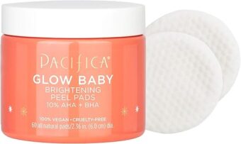 Pacifica Beauty, Glow Baby Brightening Peel Pads 10 Percent AHA And BHA, 60 Pc, Brightens And Exfoliates, For All Skin Types, Fragrance Free, Clean Skin Care, Vegan and Cruelty...