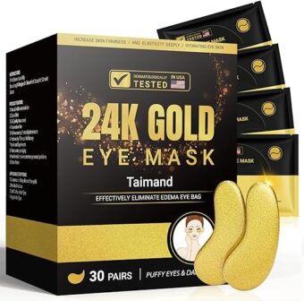 Under Eye Patches (30 Pairs), 24K Gold Under Eye Mask for Puffy Eyes, Dark Circles, Bags and Wrinkles with Collagen, Relieves Pressure and Reduces Wrinkles, Revitalises and...