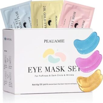 Under Eye Patches (30 Pairs) Gold Eye Mask and Hyaluronic Acid Eye Patches for puffy eyes,Rose Eye Masks for Dark Circles and Puffiness under eye skin care Smooth Wrinkles products