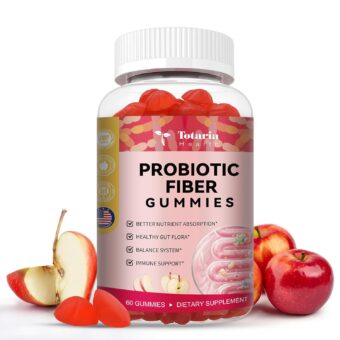 9-in-1 Probiotic Fiber Gummies for Adults & Teens 16G Fiber per Serving, Psyllium Fiber Supplement with 5 Billion CFU Bacillus Coagulans, Inulin, ACV for Digestive, Gut & Immune...