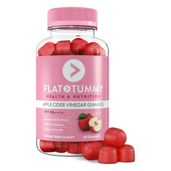 Flat Tummy Apple Cider Vinegar Gummies, 60 Count – ACV Gummies, Detox, Support Gut Health – Vegan-Friendly, Non-GMO - Beet and Pomegranate Superfood Powders, Vitamins B6, B9 & B12