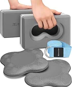 Amazon.com : Deep-Zen® Yoga Blocks Wrist Support; Yoga Blocks 2 Pack with Knee Pads and Strap to Put Less Weight on Wrists; Durable, Versatile Yoga Brick Exercise Block Set,...