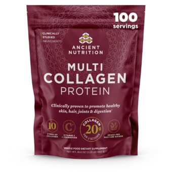 Ancient Nutrition Collagen Peptides Powder, Multi Collagen Protein, Women & Men, Vitamin C, Probiotics, Hydrolyzed Collagen, Supports Skin, Joints, Gut Health, Unflavored, 100...