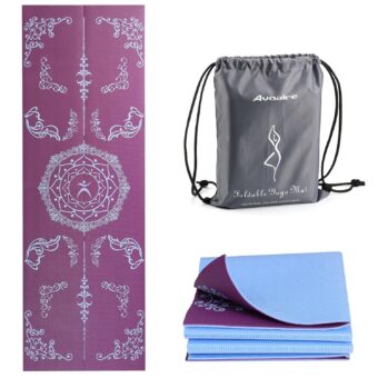Avoalre Foldable Travel Yoga Mat Print | 5mm &6mm Thick Large Pilates Mat | Non-Slip High Density Floor Exercise Mat for Home Workout | Eco-Friendly Folding Fitness Mat for...