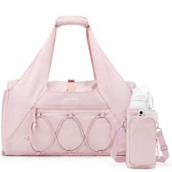 BAGSMART Gym Bag for Women, Lightweight Duffel with Shoe Compartment, Weekender with Wet Pocket, Workout Yoga Tote, Pink