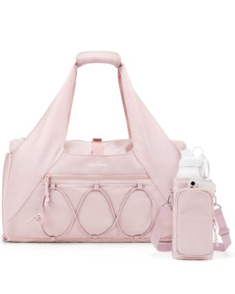 BAGSMART Gym Bag for Women, Lightweight Duffel with Shoe Compartment, Weekender with Wet Pocket, Workout Yoga Tote, Pink