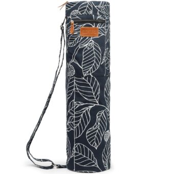 Canvas Yoga Mat Bag with Adjustable Strap & Pockets, Full-Zip Travel Gym Tote for Women & Men, Fits 1/4" & 1/3" Thick Mats, Lightweight Carrier for Yoga, Workout, Outdoor Use