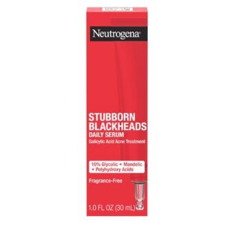 Neutrogena Stubborn Blackheads Daily Acne Facial Serum with Salicylic, Glycolic, Polyhydroxy & Mandelic Acids, Oil-Free Face Serum for Acne-Prone Skin to Help Clear Clogged...