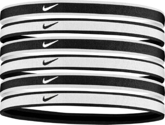 Nike Swoosh Sport Headbands 6 Pack (One Size Fits Most, Black/Grey/White) - Unisex