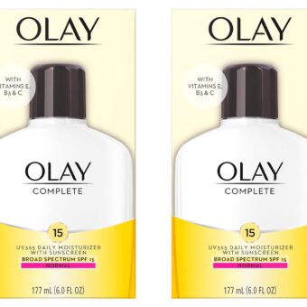 Olay Face Moisturizer Complete Lotion All Day Daily Facial Moisturizing Lotion SPF 15 for Normal Skin and Hydration, Oil-Free Non-Greasy, 6 Fl Oz (Pack of 2)