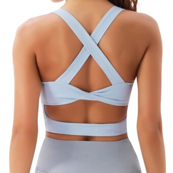 Sports Bras for Women Criss-Cross Back Padded Workout Tank Tops Medium Support Crop Tops for Women