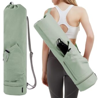 sportsnew Yoga Mat Bag with Water Bottle Pocket and Bottom Wet Pocket, Exercise Yoga Mat Carrier Multi-Functional Storage Bag, Patent pending