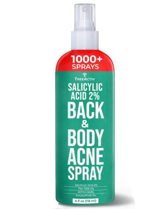 TreeActiv Body Acne Treatment Spray 4 fl oz, 2% Salicylic Acid Spray, Back Acne Spray, Tea Tree Oil Spray with Aloe Vera, Body Acne Spray, Back Acne Solution, Butt Acne Clearing...