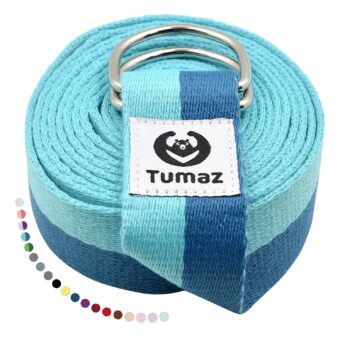 Tumaz Yoga Strap/Stretch Bands [15+ Colors, 6/8/10 Feet Options] with Extra Safe Adjustable D-Ring Buckle, Durable and Comfy Delicate Texture - Best for Daily Stretching,...
