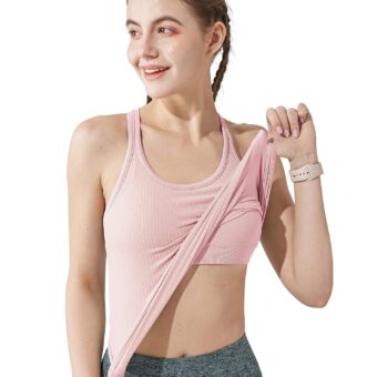 Yoga Racerback Tank Top for Women with Built in Bra,Women's Padded Sports Bra Fitness Workout Running Shirts